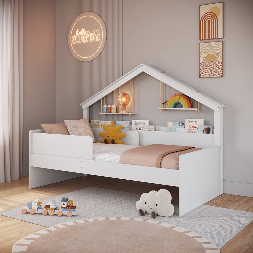 Cama Infantil Moldura Casinha para Colchão 0,88 x 1,88 cor Branca
