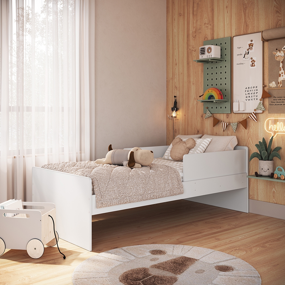 Cama Infantil cor Branca para Colchão 0,88 x 1,88