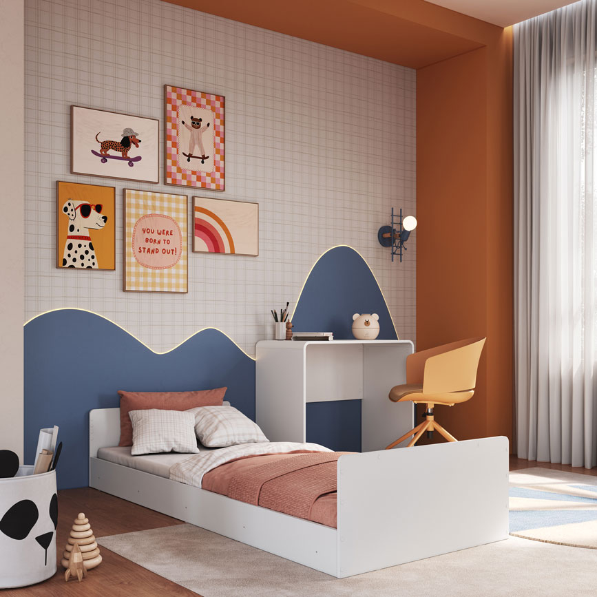 Cama Infanto Juvenil com Escrivaninha cor Branco