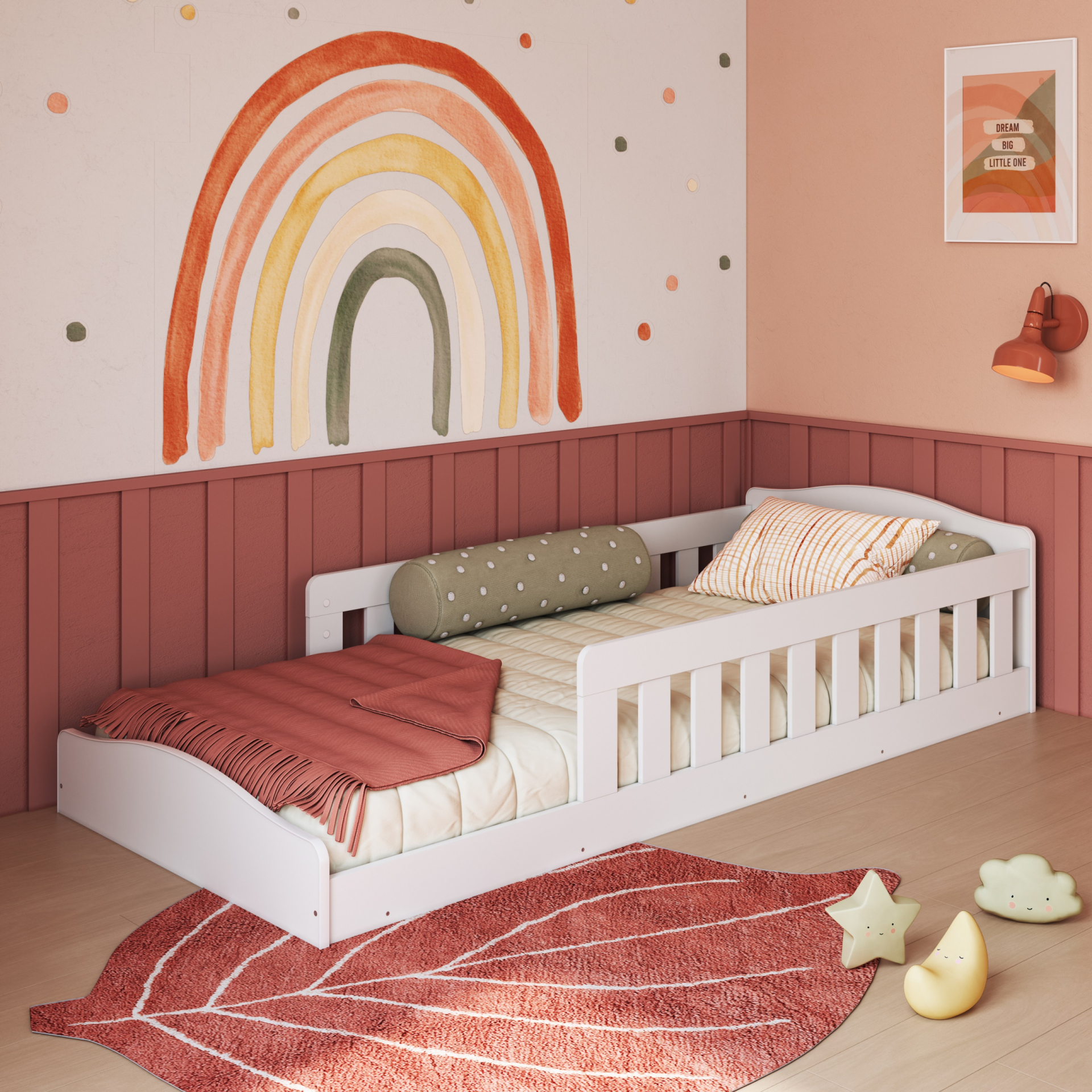 Cama de Chão Montessoriana de Solteiro Linha Encanto cor Branco