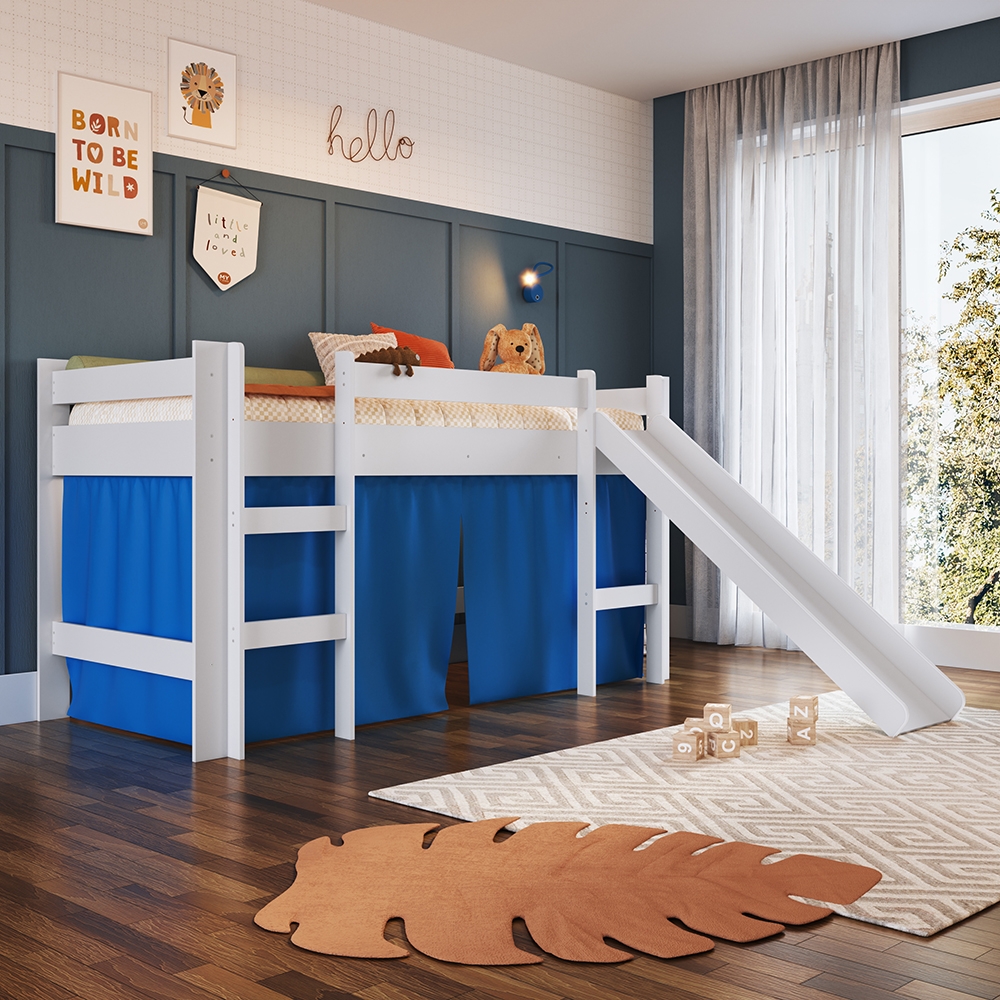 Beliche Infantil 2 Gavetas com Escada Aveiro Oak - Completa Móveis
